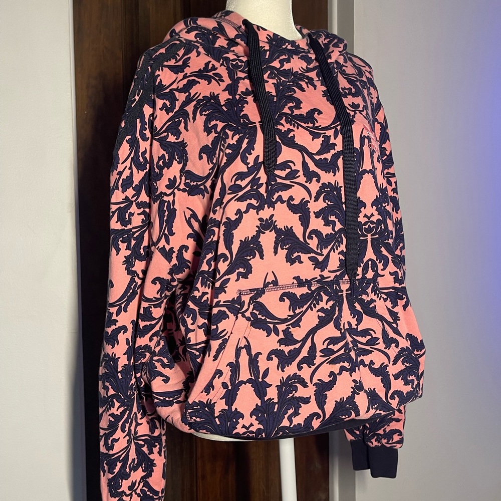 Adidas Original baroque-style AOP Blue & Pink Pullover Hoodie